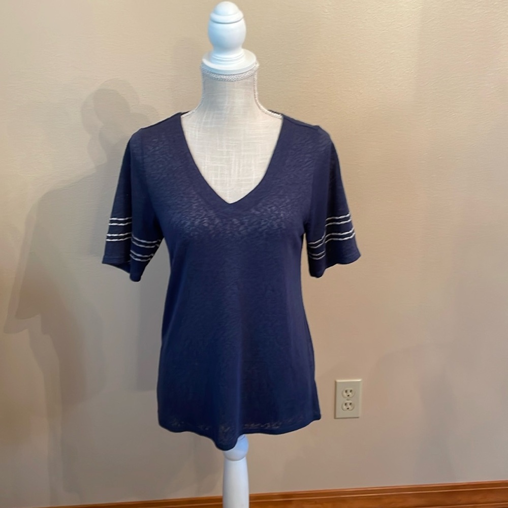 Studio B by Bobeau Women’s Navy Blue Short Sleeve Top Size Medium